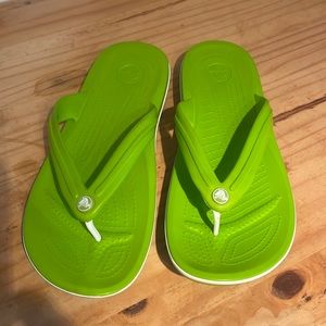Crocs, never worn, lime green